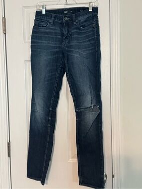 BKE Women's Alec Dark Blue Skinny Jeans with Knee Rip